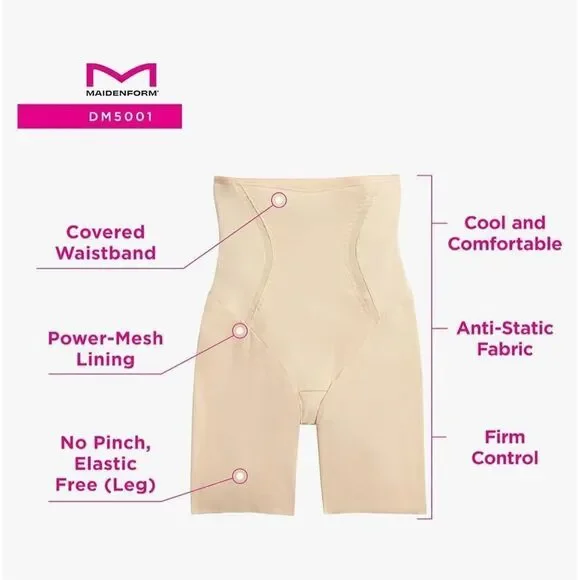 NEW Maidenform High-waist Thigh Slimmer, Firm-control Shapewear M $54 - Picture 4 of 6